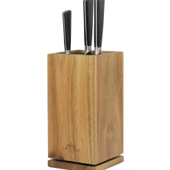 CRISTEL Bloc à couteaux rotatif en bois d'acacia