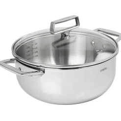 CRISTEL Faitout inox et couvercle en verre