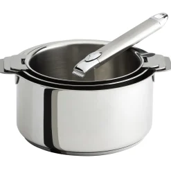 CRISTEL Set de 3 casseroles inox + 1 poignée amovible Zénith