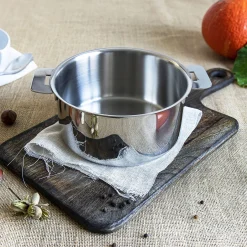 CRISTEL Set de 3 casseroles inox + 1 poignée amovible colorée