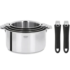 CRISTEL Série de 4 casseroles Casteline + 2 poignées Mutine