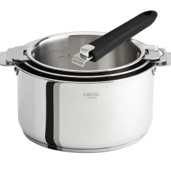 CRISTEL Série de 3 casseroles Casteline + 1 poignée amovible